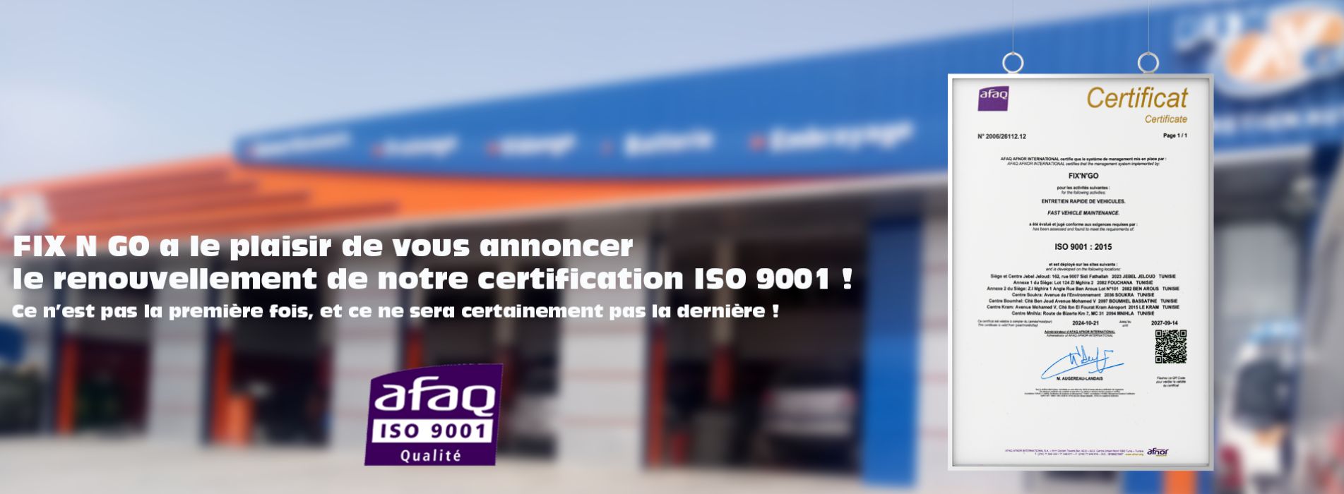 Renouvellement de la certification ISO 9001